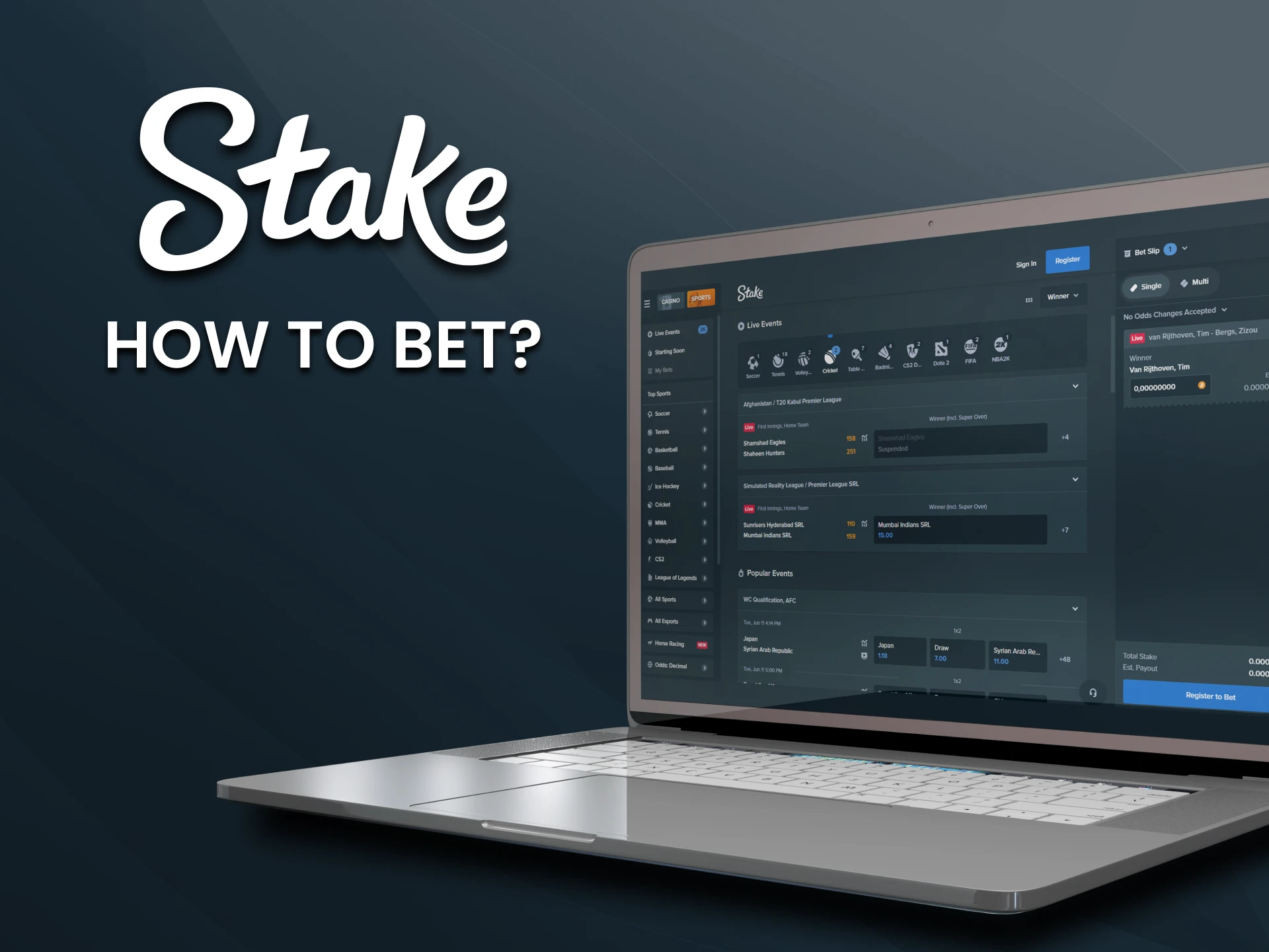 We'll tell you how to bet on cricket with Stake.