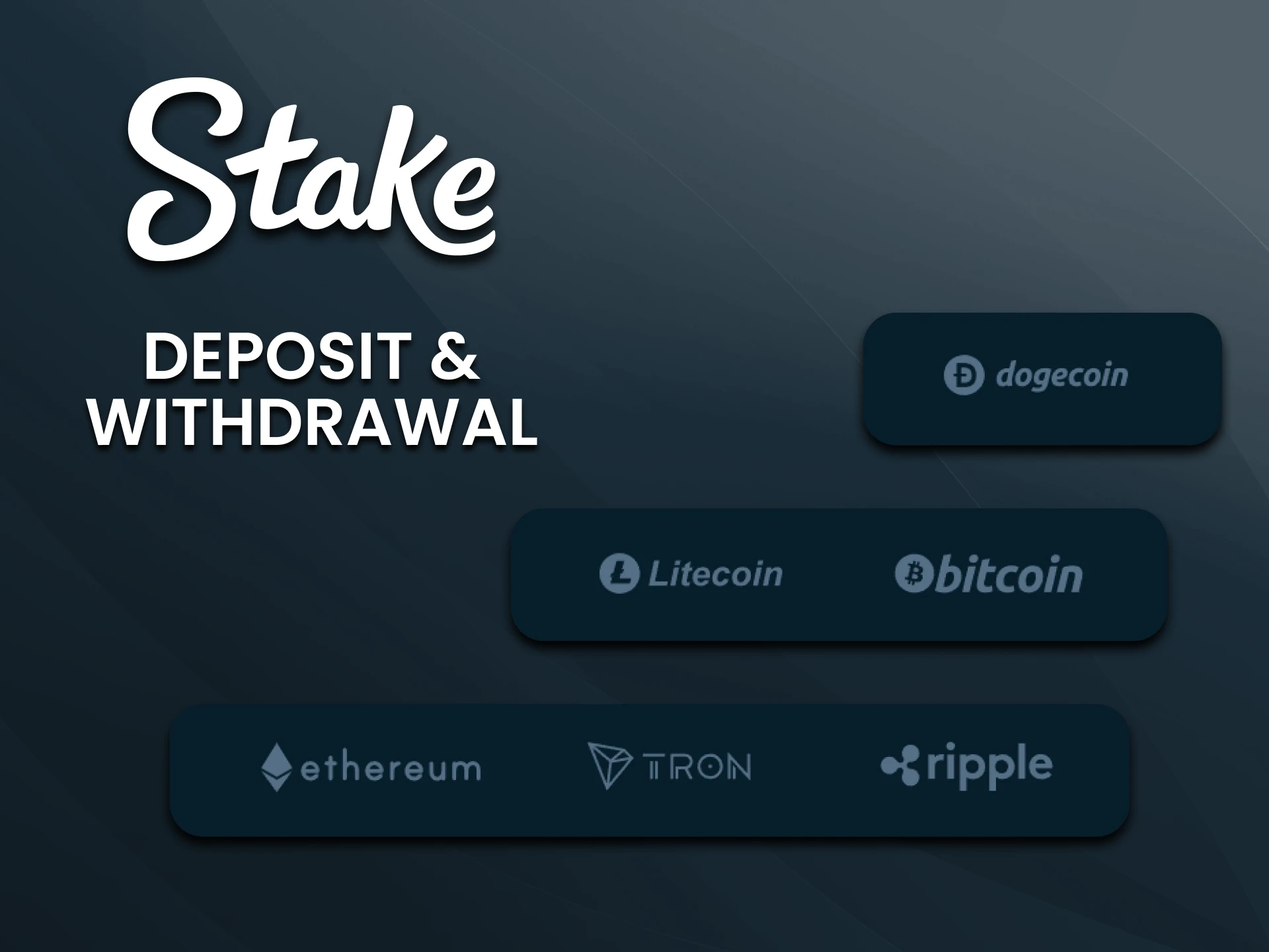 Choose from many transaction methods on the Stake website.