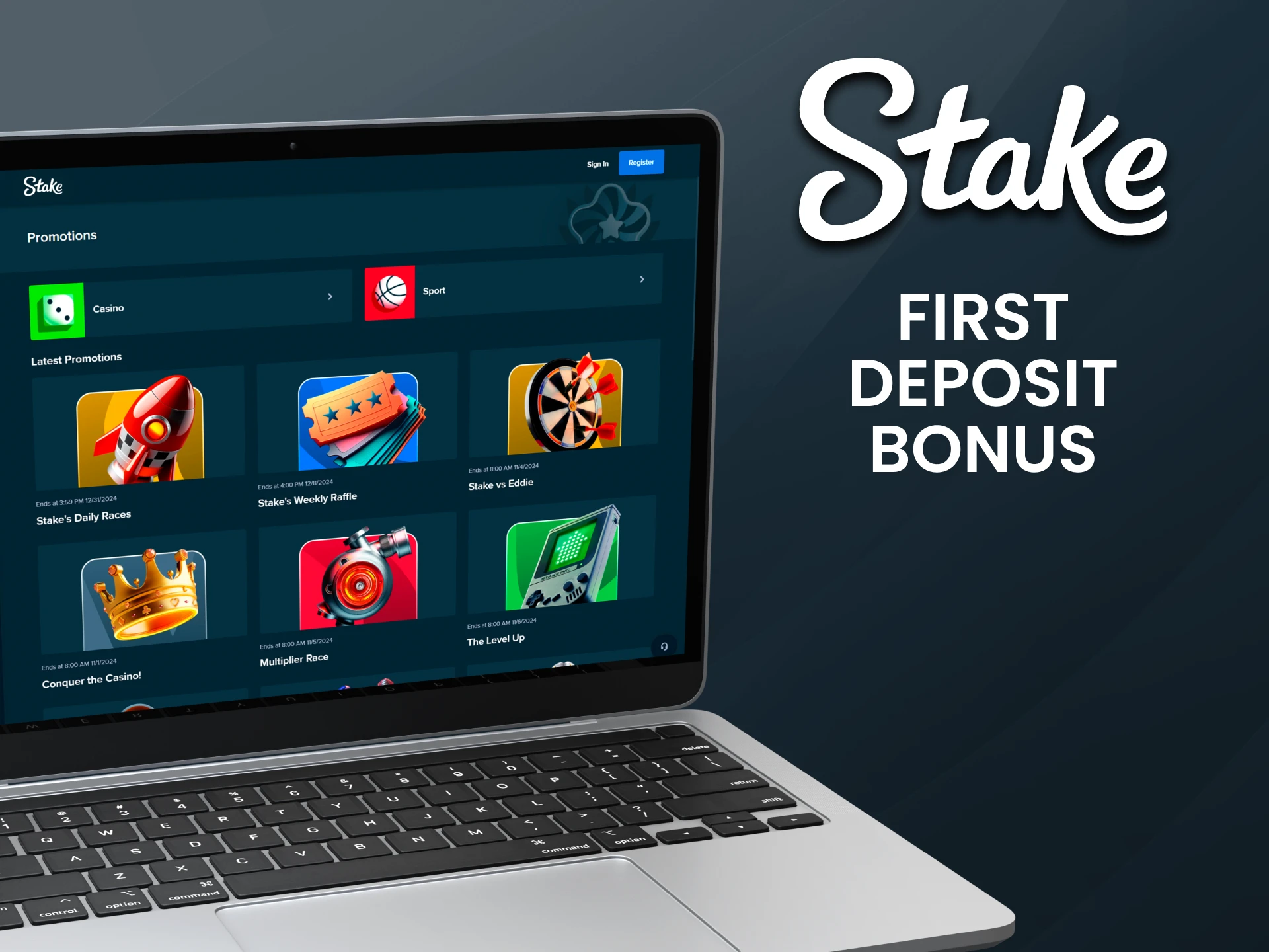 Stake not only offers a first deposit bonus, but also other lucrative bonuses.