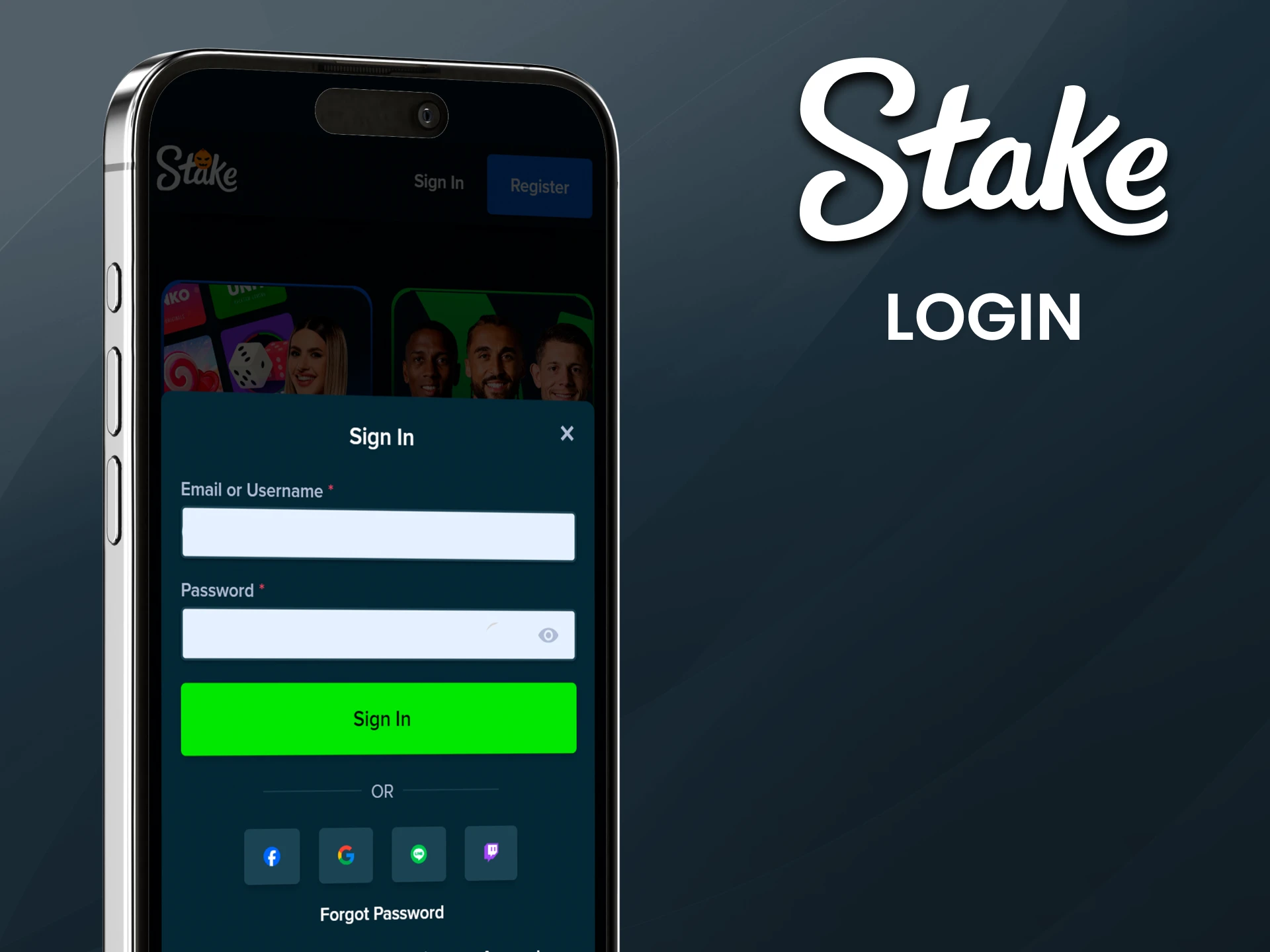 Login to your Stake account directly in the mobile app.